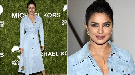 Priyanka Chopra’s Michael Kors blue suede dress is pure love